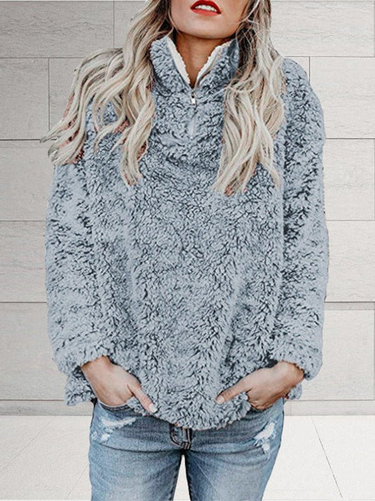 Women's Hoodies Plush Zip Turtleneck Long Sleeve Sweatshirt - LuckyFash™