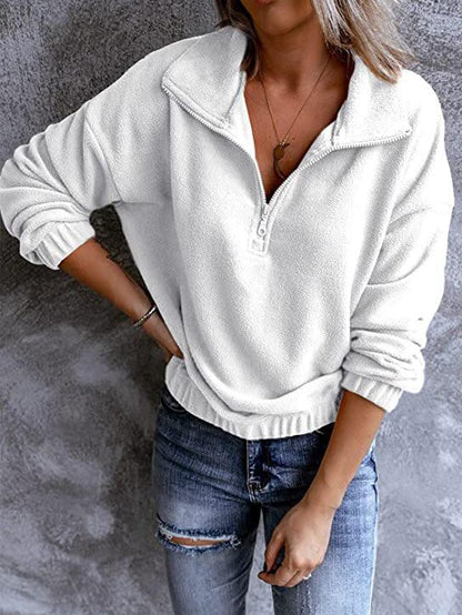 Hoodies Polar Fleece Stand Collar Zipper Long Sleeves Hoodie - LuckyFash™