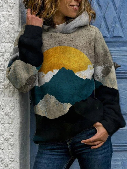 Women's Hoodies Print Landscape Loose Long Sleeve Hoodie - LuckyFash™