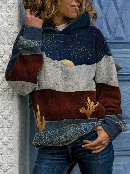 Women's Hoodies Print Landscape Loose Long Sleeve Hoodie - LuckyFash™