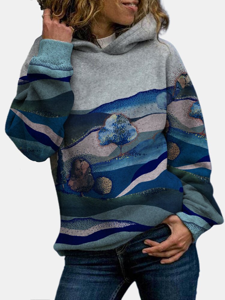 Women's Hoodies Print Landscape Loose Long Sleeve Hoodie - LuckyFash™