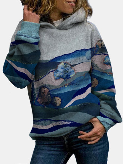 Women's Hoodies Print Landscape Loose Long Sleeve Hoodie - LuckyFash™