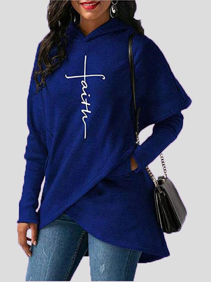 Women's Hoodies Printed Irregular Long Sleeve Hoody - LuckyFash™