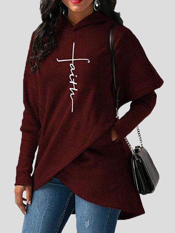 Women's Hoodies Printed Irregular Long Sleeve Hoody - LuckyFash™