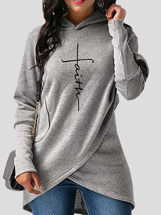Women's Hoodies Printed Irregular Long Sleeve Hoody - LuckyFash™