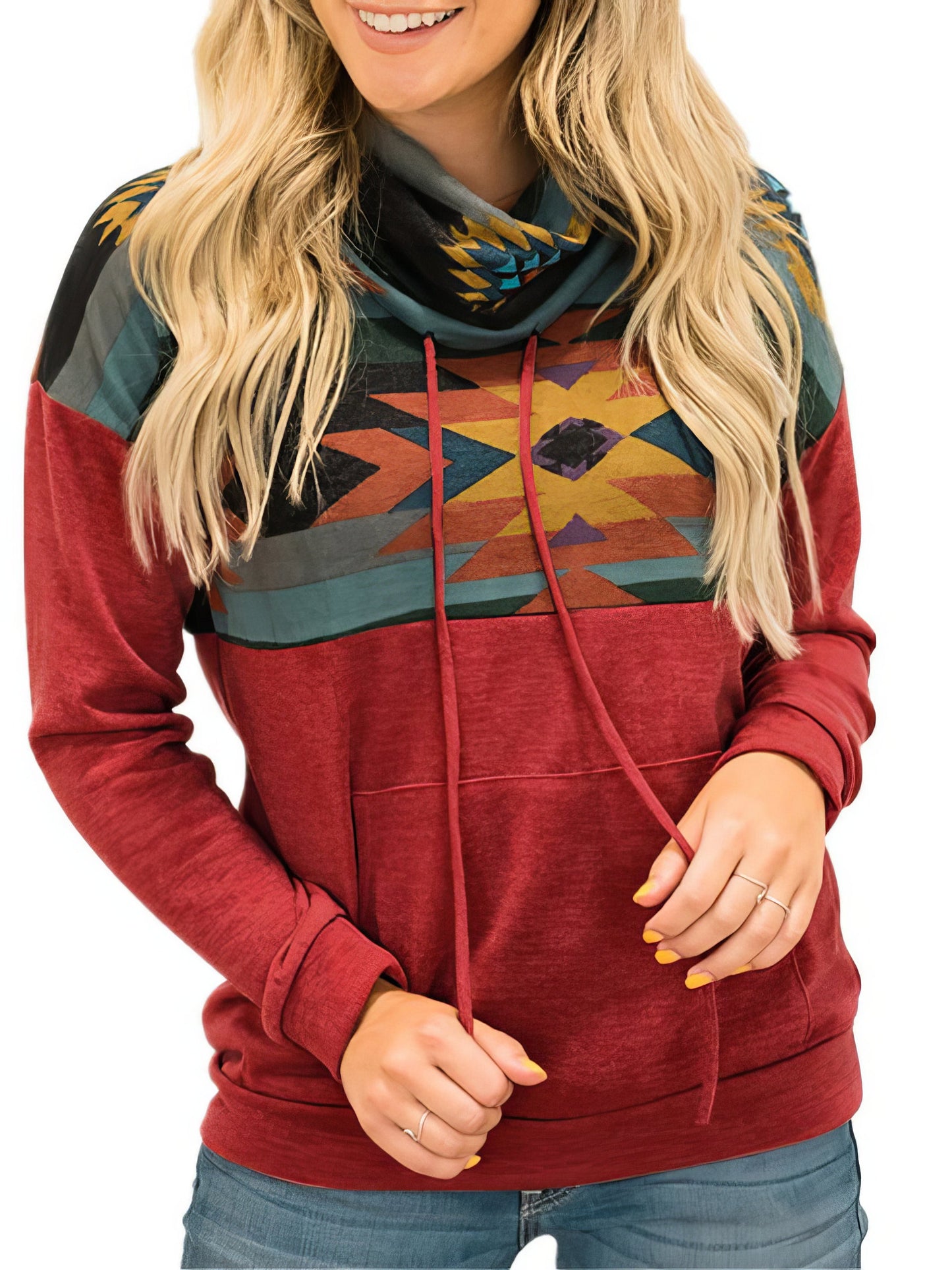 Hoodies Printed Loose Sports High Neck Hoodie - LuckyFash™