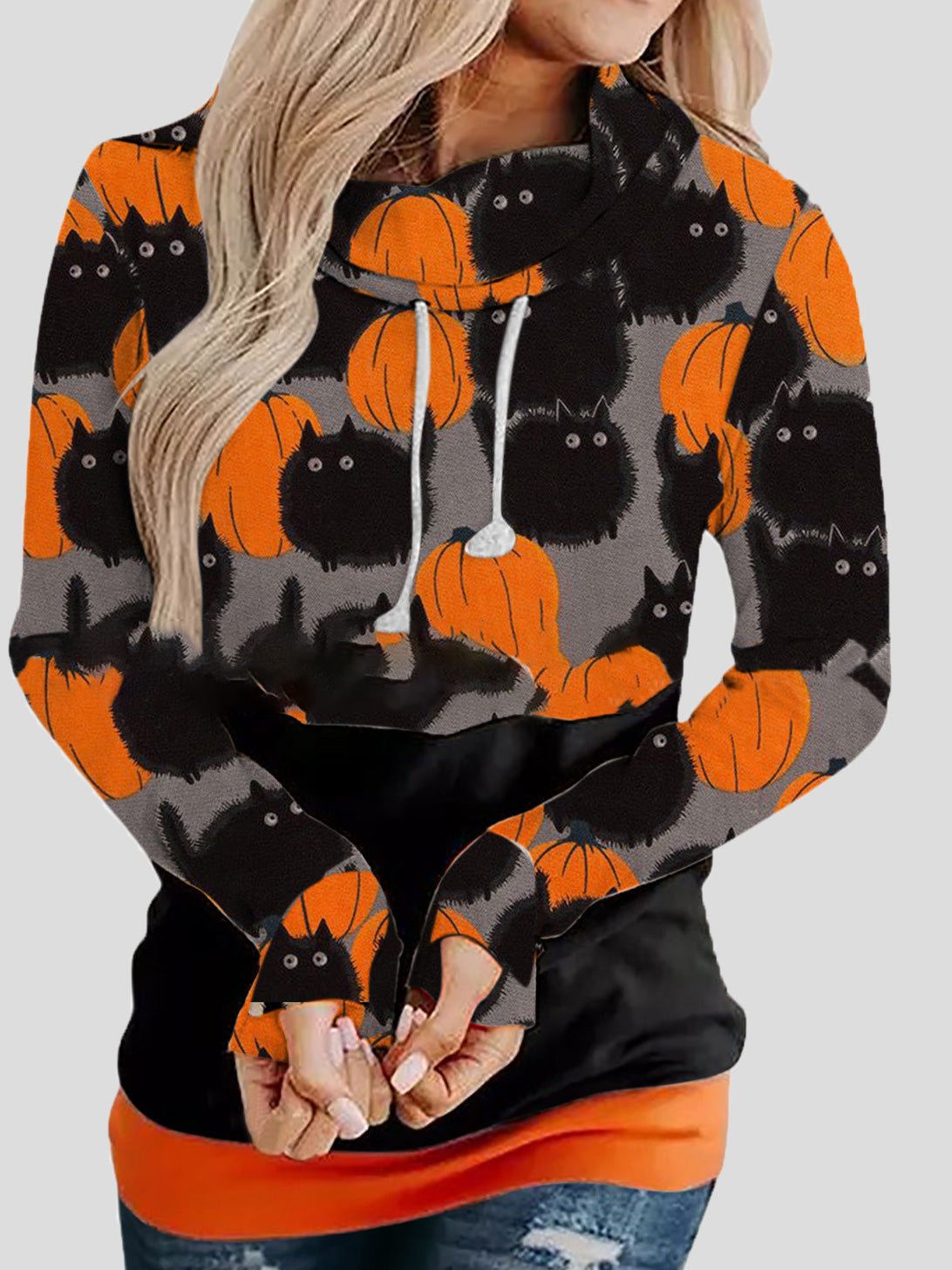 Women's Hoodies Printed Pile Neck Long Sleeve Casual Hoodies - LuckyFash™