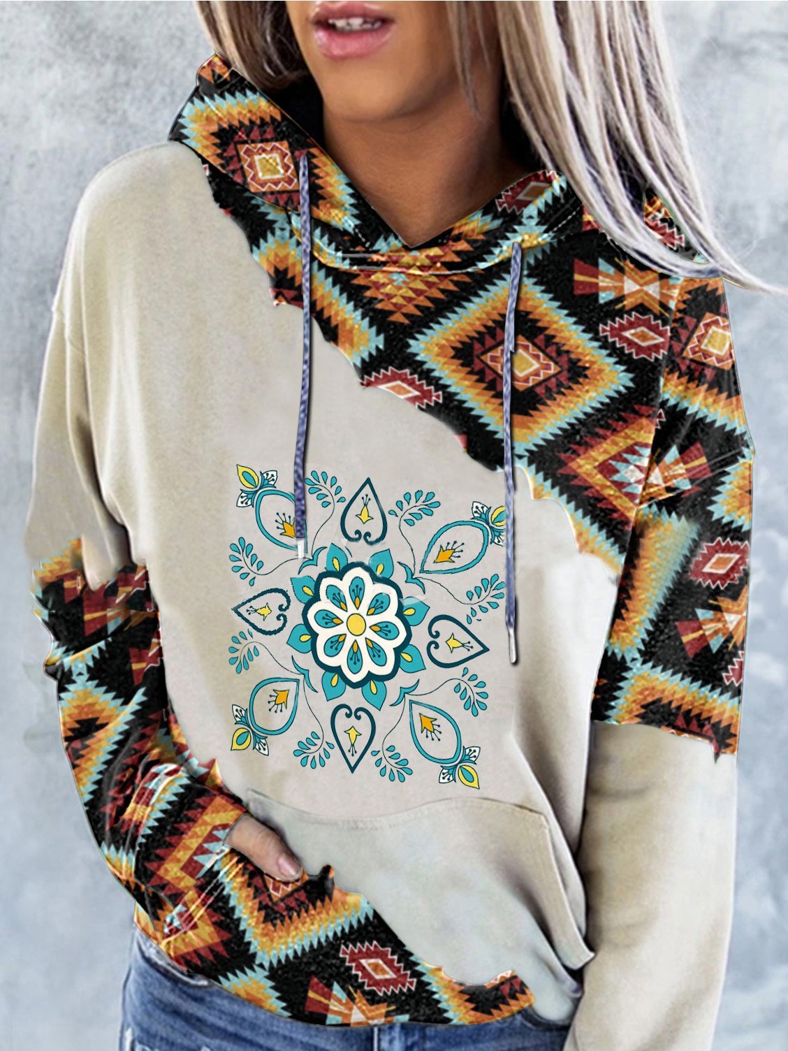 Women's Hoodies Printed Pocket Drawstring Long Sleeve Hoodie - LuckyFash™