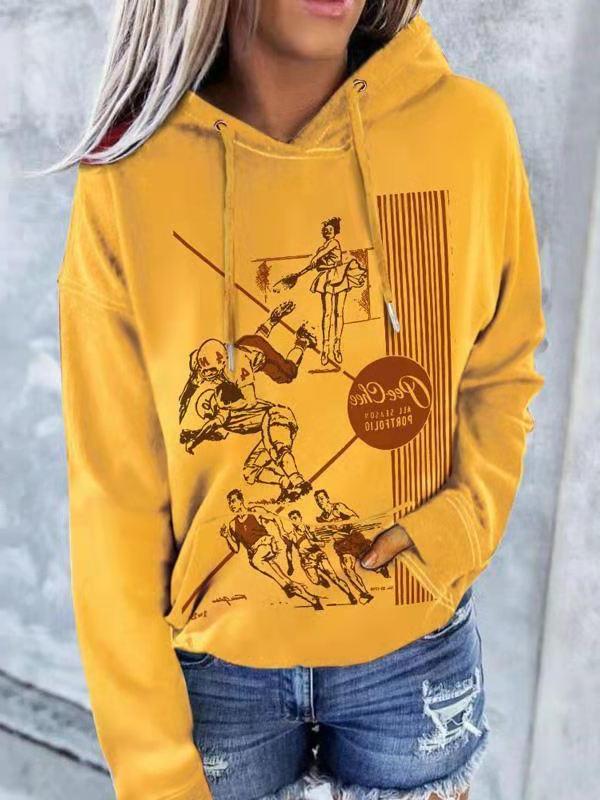 Women's Hoodies Printed Pocket Drawstring Long Sleeve Hoodie - LuckyFash™