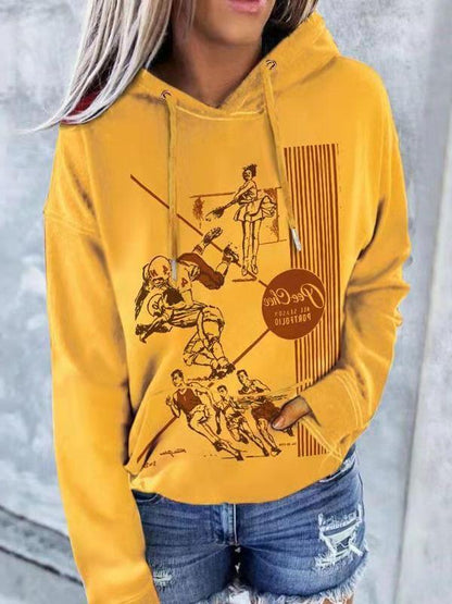 Women's Hoodies Printed Pocket Drawstring Long Sleeve Hoodie - LuckyFash™