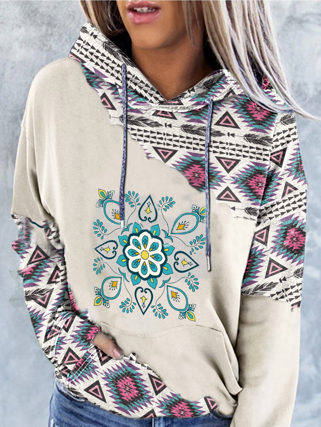 Women's Hoodies Printed Pocket Drawstring Long Sleeve Hoodie - LuckyFash™