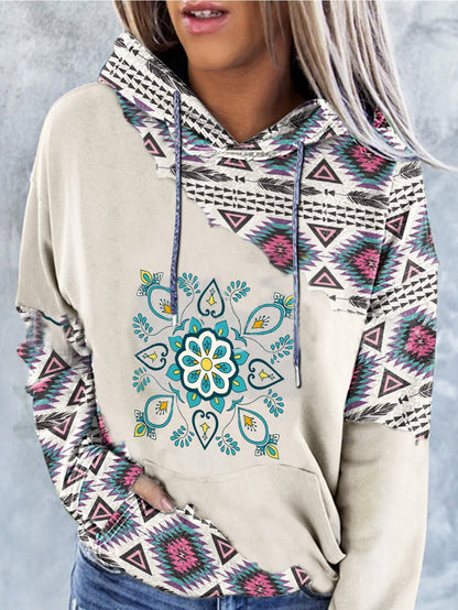 Women's Hoodies Printed Pocket Drawstring Long Sleeve Hoodie - LuckyFash™