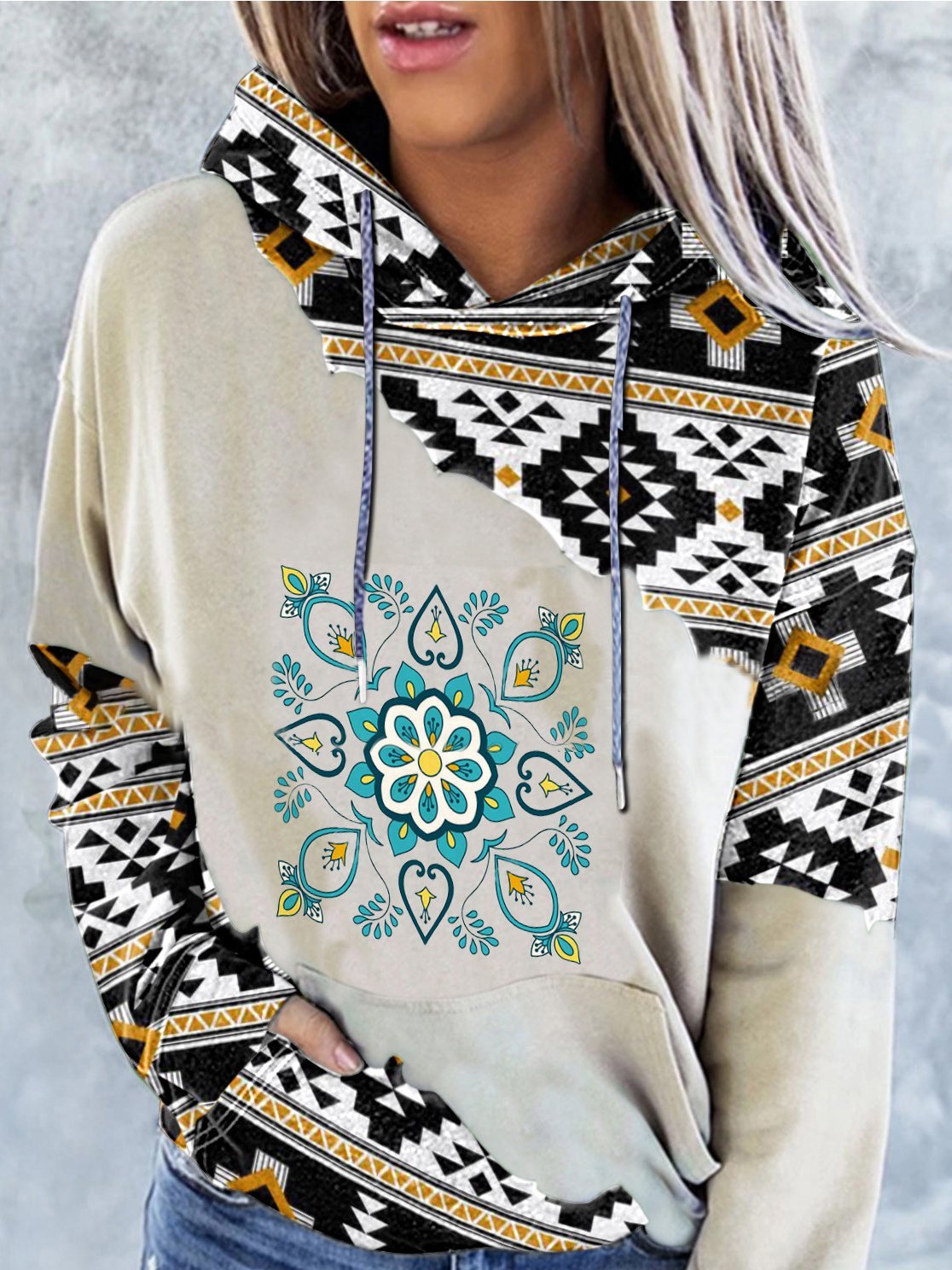 Women's Hoodies Printed Pocket Drawstring Long Sleeve Hoodie - LuckyFash™