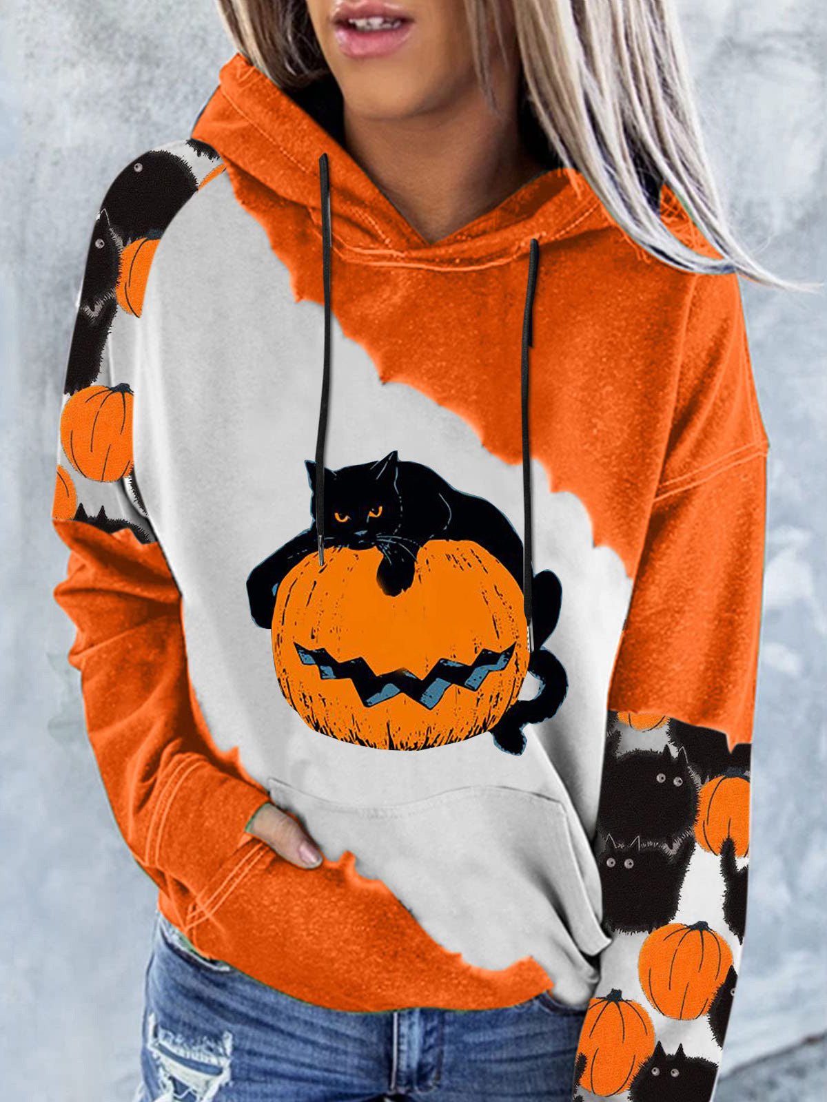 Hoodies Printed Pocket Long Sleeve Hoody - LuckyFash™