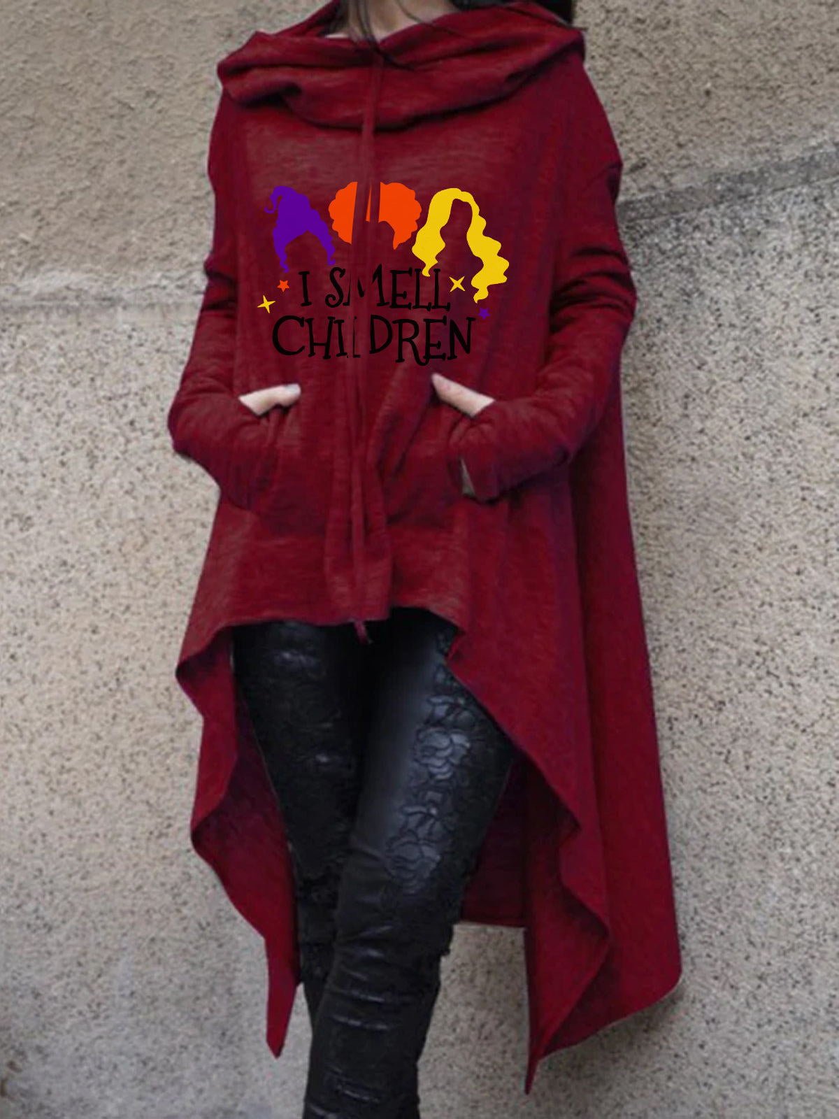 Women's Hoodies Printed Pocket Long Sleeve Irregular Hoodies - LuckyFash™