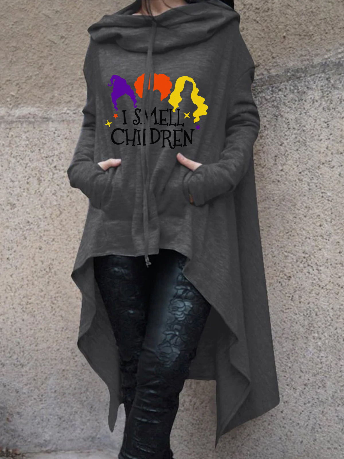 Women's Hoodies Printed Pocket Long Sleeve Irregular Hoodies - LuckyFash™