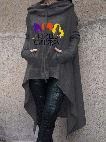 Women's Hoodies Printed Pocket Long Sleeve Irregular Hoodies - LuckyFash™