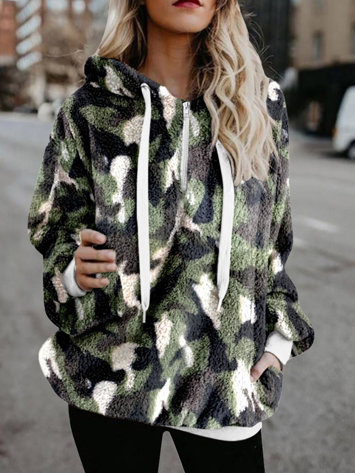 Women's Hoodies Printed Velvet Pocket Long Sleeve Hoodie - LuckyFash™