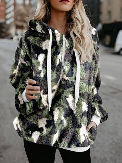 Women's Hoodies Printed Velvet Pocket Long Sleeve Hoodie - LuckyFash™