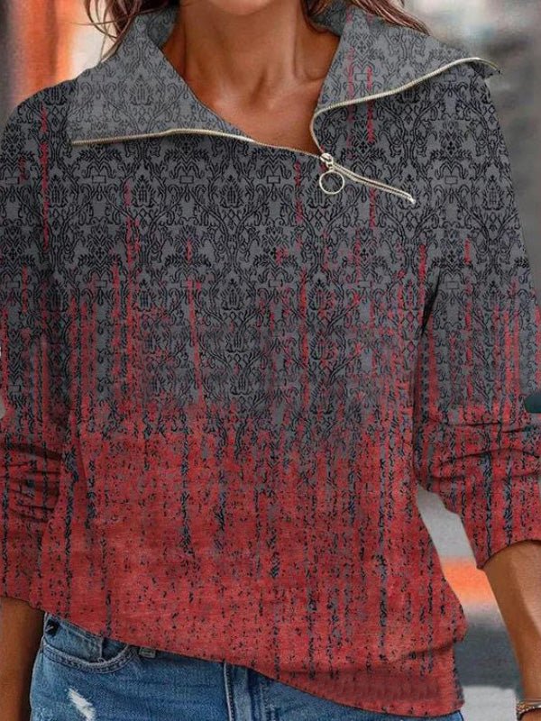 Women's Hoodies Printed Zip Loose Long Sleeve Sweatshirt - LuckyFash™