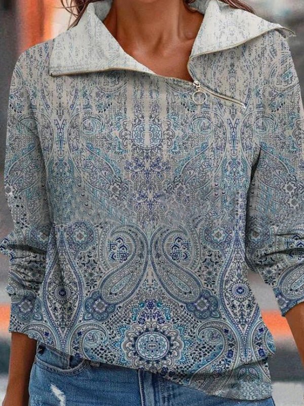 Women's Hoodies Printed Zip Loose Long Sleeve Sweatshirt - LuckyFash™