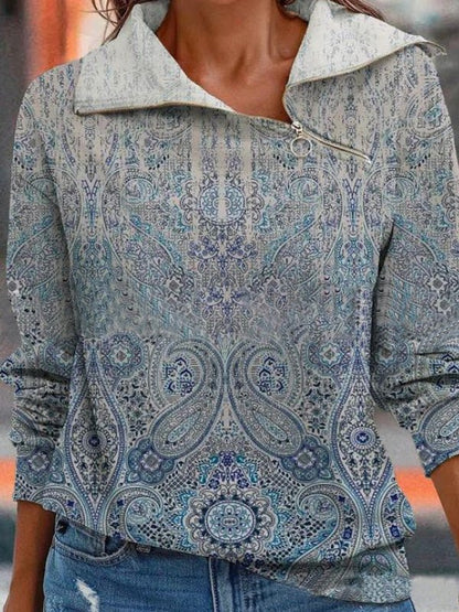 Women's Hoodies Printed Zip Loose Long Sleeve Sweatshirt - LuckyFash™