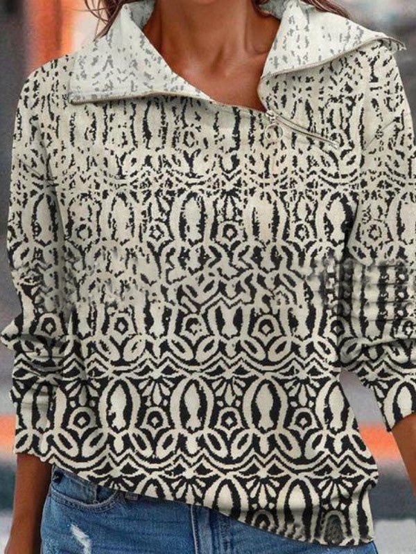 Women's Hoodies Printed Zip Loose Long Sleeve Sweatshirt - LuckyFash™