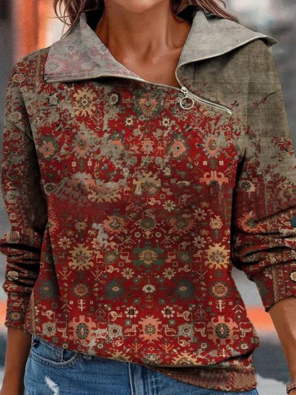 Women's Hoodies Printed Zip Loose Long Sleeve Sweatshirt - LuckyFash™