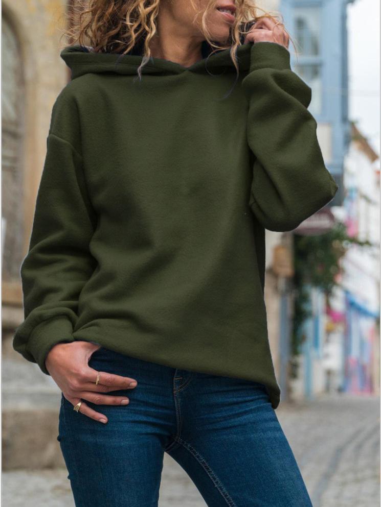 Women's Hoodies Pullover Solid Long Sleeve Hoodie - LuckyFash™