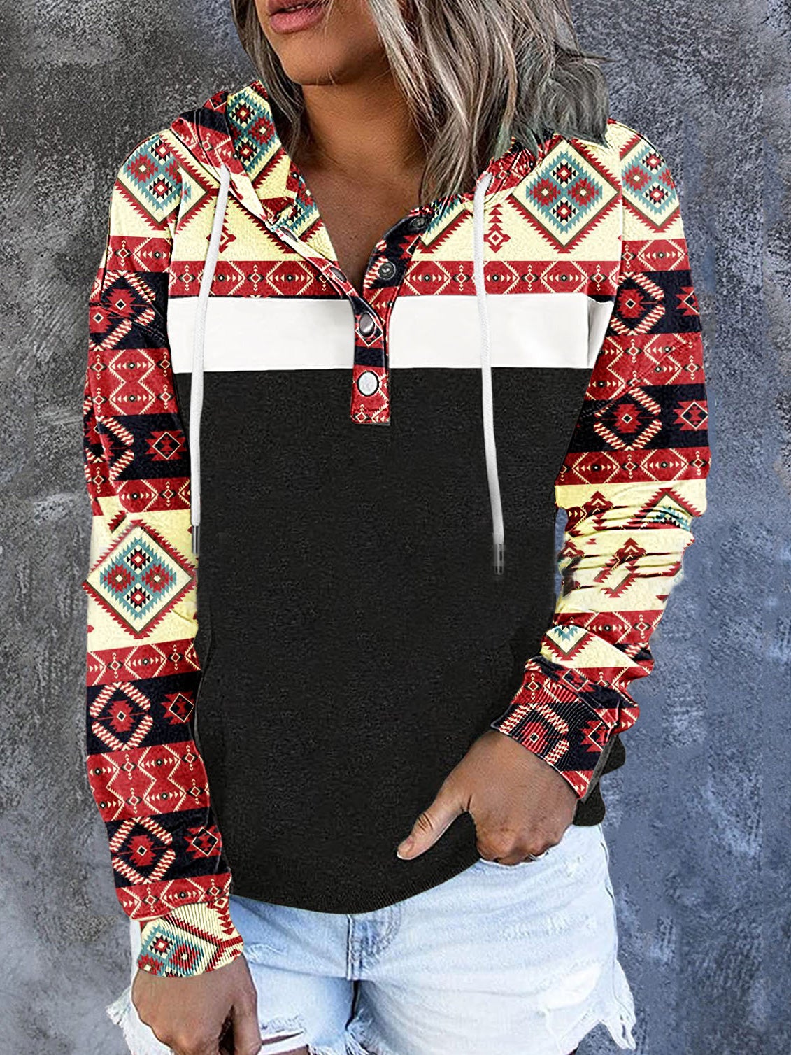 Women's Hoodies Retro Printed Drawstring Pocket Long Sleeve Hoodie - LuckyFash™