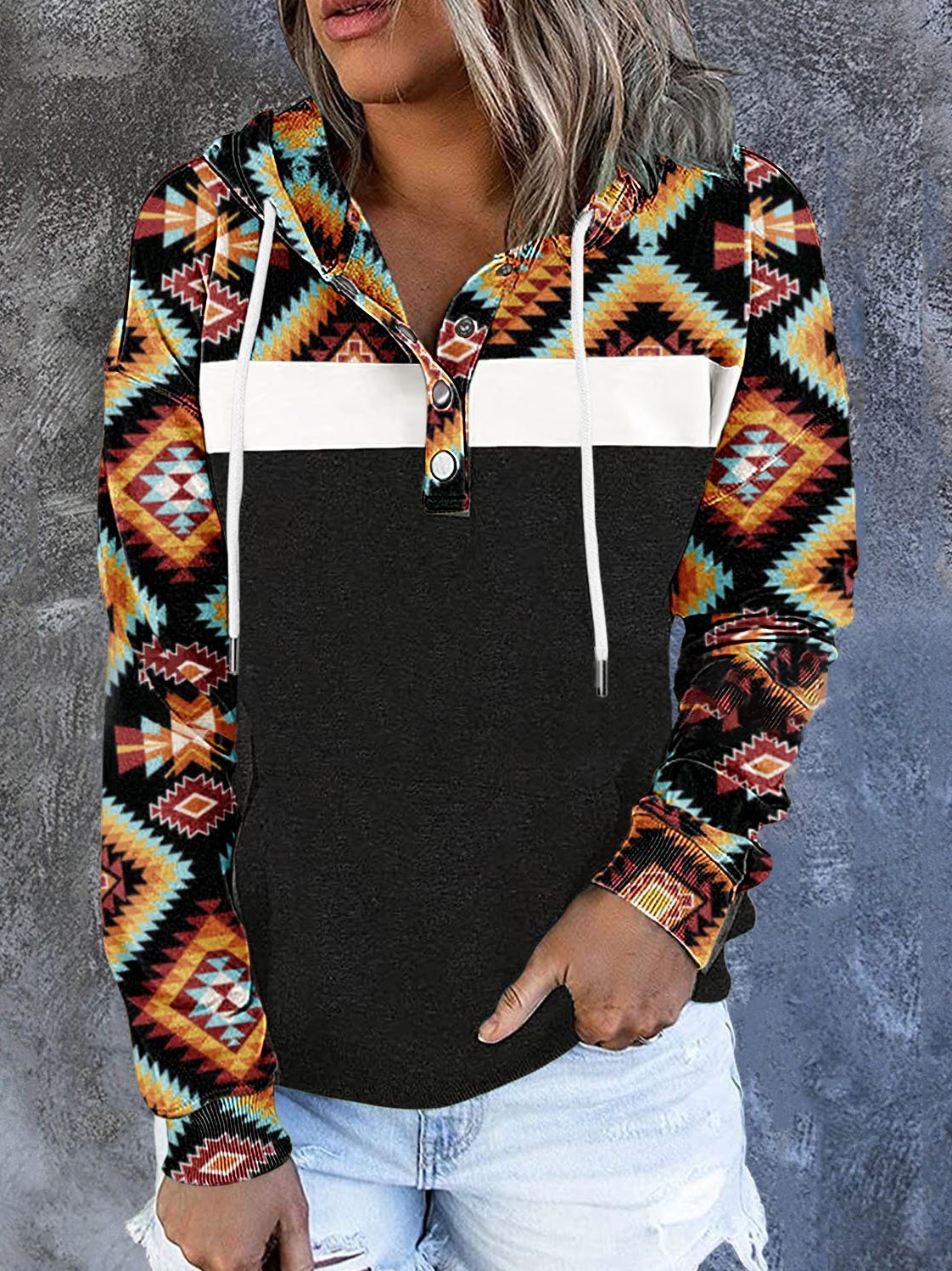 Women's Hoodies Retro Printed Drawstring Pocket Long Sleeve Hoodie - LuckyFash™