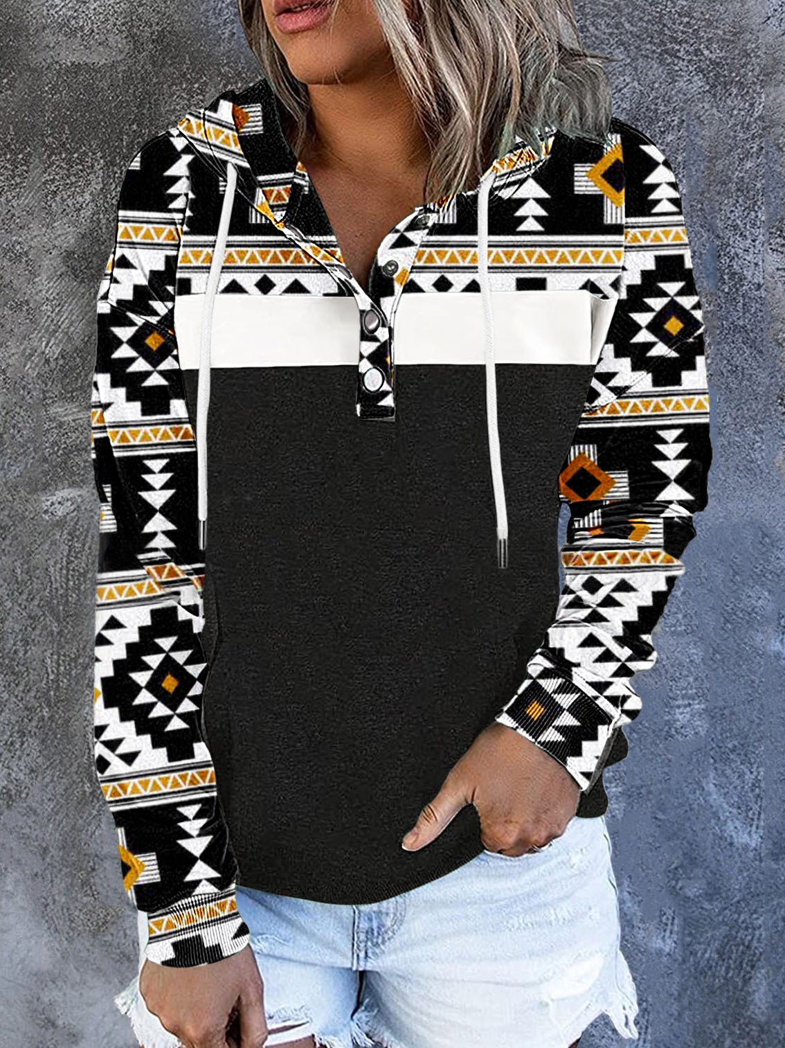 Women's Hoodies Retro Printed Drawstring Pocket Long Sleeve Hoodie - LuckyFash™