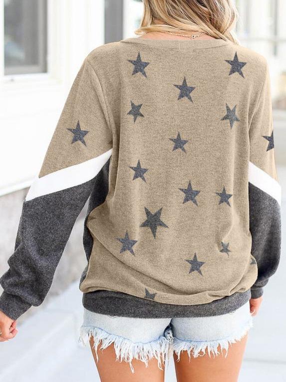Women's Hoodies Round Neck Long Sleeve Star Print Sweatshirt - LuckyFash™