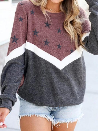 Women's Hoodies Round Neck Long Sleeve Star Print Sweatshirt - LuckyFash™