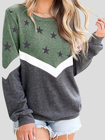 Women's Hoodies Round Neck Long Sleeve Star Print Sweatshirt - LuckyFash™