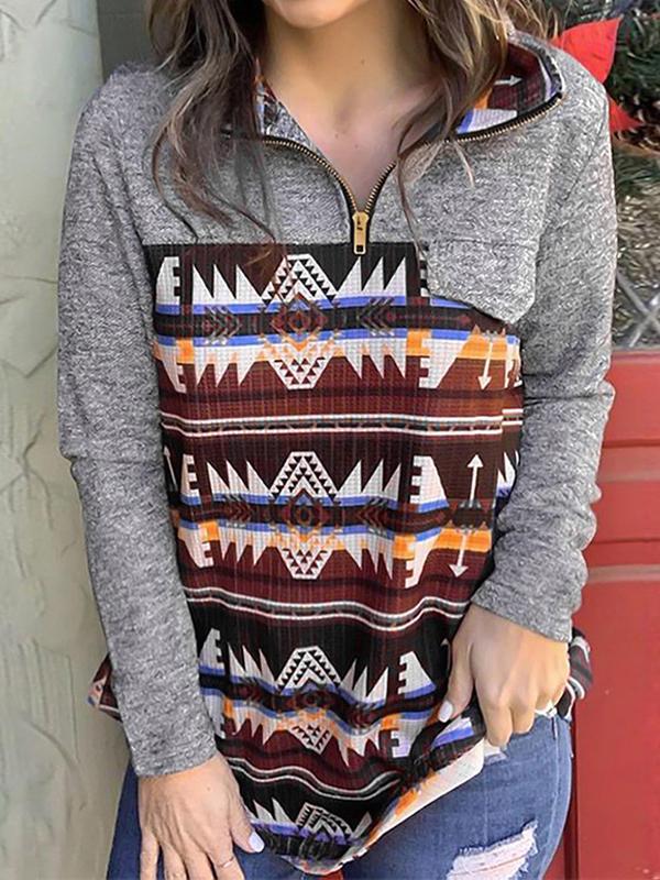 Women's Hoodies Simeia Print Zip Long Sleeve Hoodie - LuckyFash™