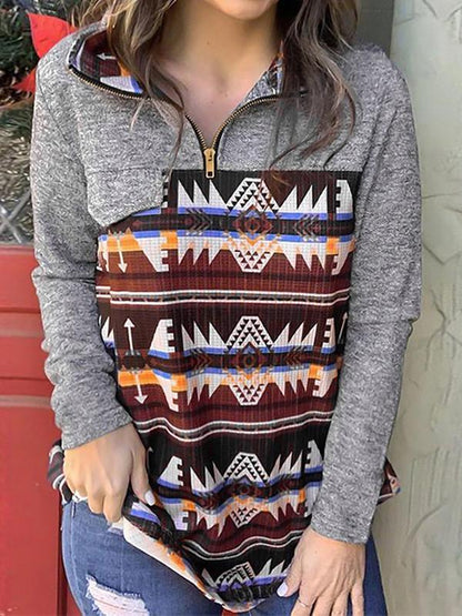 Women's Hoodies Simeia Print Zip Long Sleeve Hoodie - LuckyFash™