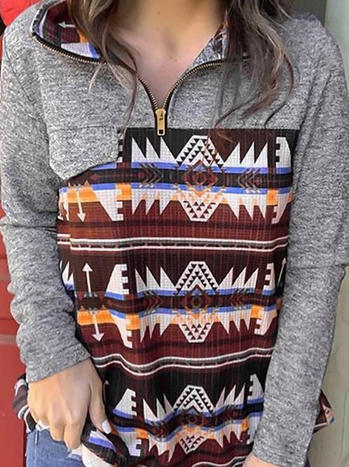 Women's Hoodies Simeia Print Zip Long Sleeve Hoodie - LuckyFash™