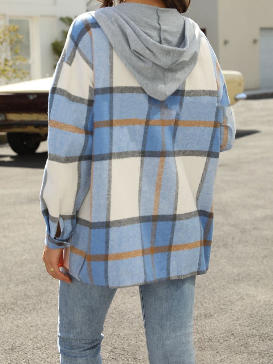 Women's Hoodies Single-Breasted Check Print Pocket Hoody - LuckyFash™