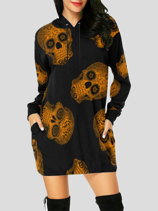 Women's Hoodies Small Skull Pocket Drawstring Long Sleeve Hooded - LuckyFash™