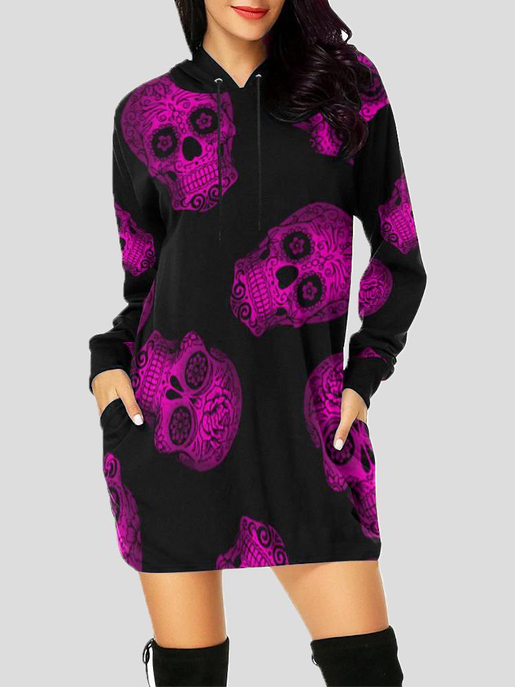 Women's Hoodies Small Skull Pocket Drawstring Long Sleeve Hooded - LuckyFash™