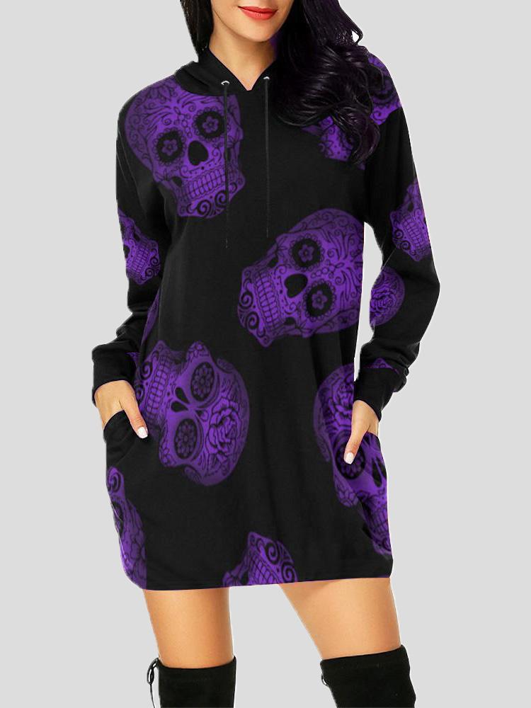 Women's Hoodies Small Skull Pocket Drawstring Long Sleeve Hooded - LuckyFash™
