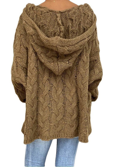 Hoodies Solid Color Twist Knitted Hoodie - LuckyFash™