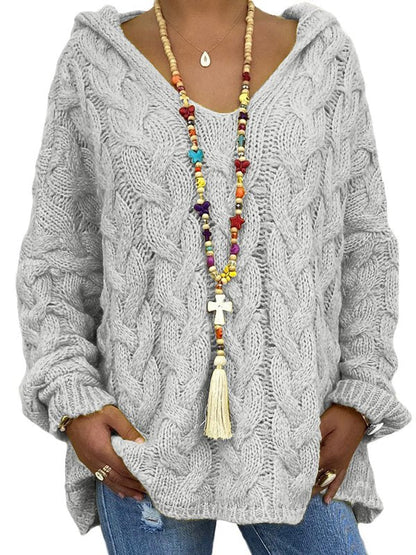 Hoodies Solid Color Twist Knitted Hoodie - LuckyFash™