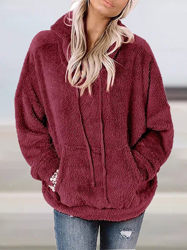 Hoodies Solid Plush Pocket Long-Sleeve Hoody - LuckyFash™