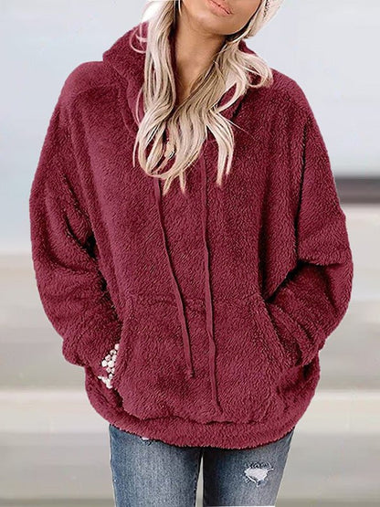 Hoodies Solid Plush Pocket Long-Sleeve Hoody - LuckyFash™