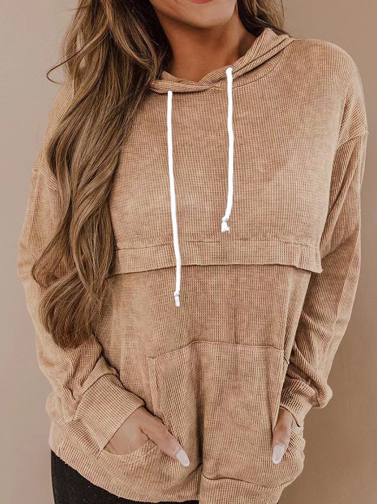Women's Hoodies Solid Pocket Drawstring Long Sleeve Hoodie - LuckyFash™