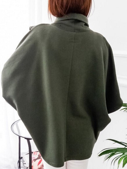 Women's Hoodies Solid Turtleneck Irregular Doll Sleeve Sweatshirt - LuckyFash™