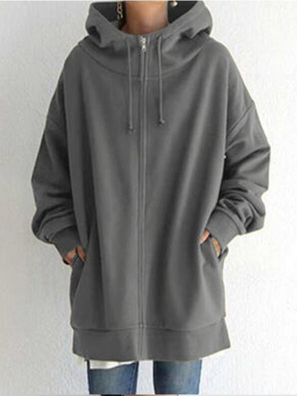Women's Hoodies Solid Zip Pocket Long Sleeve Hoody - LuckyFash™