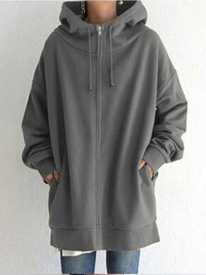 Women's Hoodies Solid Zip Pocket Long Sleeve Hoody - LuckyFash™